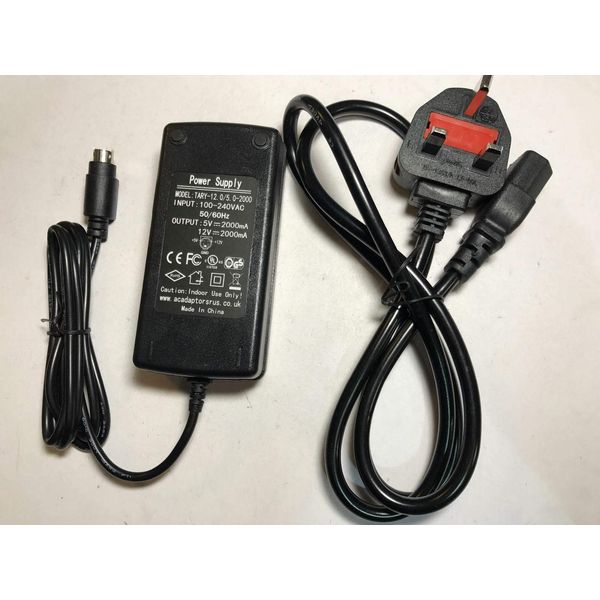 Replacement for 12V 5V 4 Thin Pin AC-DC Adaptor Power Supply for External Hard Drive Enclosure