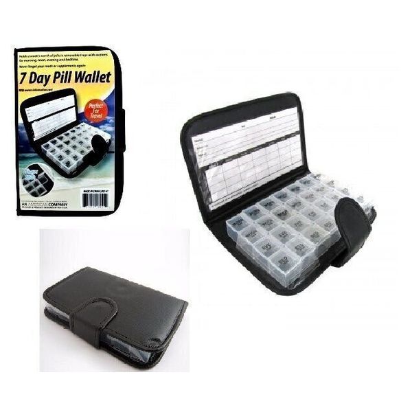 Deluxe 7 Day Pill Organizer Dispenser Box In Wallet Weekly Medicine Travel Case