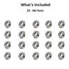 M6 (6mm) Steel Hex Nuts - Standard Thread - Pack of 20