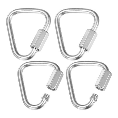 M METERXITY 4-Pack Quick Chain Link Connector, M4 5/32" 304 Stainless Steel Triangle Locking Repair Chain Links for Swing/Camping/Hiking/Backpack, Twist Key Ring Screw Chain Link [Silver]