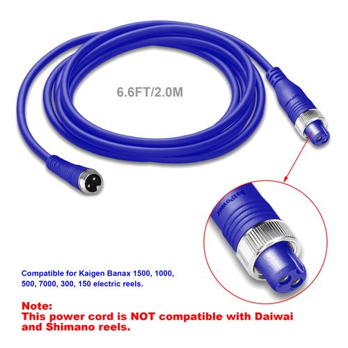 BatPower 6.6FT ProK Electric Reel Battery Power Cord Compatible for Banax Kaigen 7000 1500 500 300 150 Electric Fishing Reels ProK BP-FK08B BP-FK16B Battery Power Cable 200CM