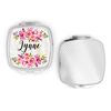 Personalised Floral Marble Compact Pocket Mirror Any Name Initials Custom Monogram