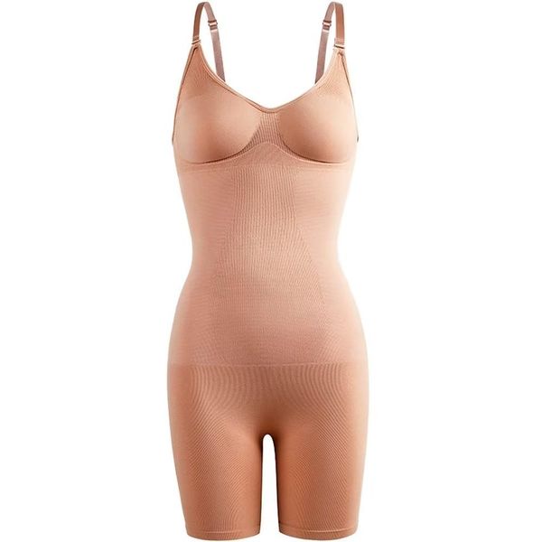 Uroi Women's Bodysuit, Body Shaper, Underwear, Body Shaper, Girdle, Bust Up, Plain, Tummy Tightening, Toilet Hole Included, All-in-One Shape, Butt Lifter, beige