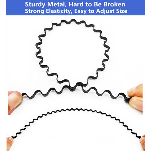 bodbop XINGZHE Metal Hair Band for Men Headband Women Hair Bands for Guys Fashion Headbands for Washing Face Makeup Sports Head Hair Hoop Black Elastic Non Slip Wavy Men’s Hairband (Black)