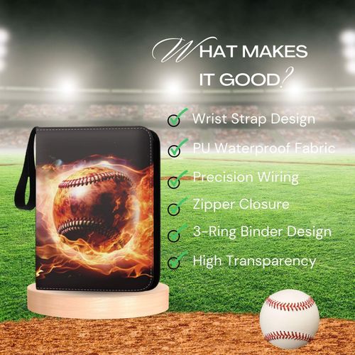 Baseball Card Binder 900 Pockets - Trading Card Binder with Sleeves, Sports Card Binder Collectible Trading Card Albums Organizer Case Fits 900 Cards with 50 Removable Sleeves for Sports Game Cards