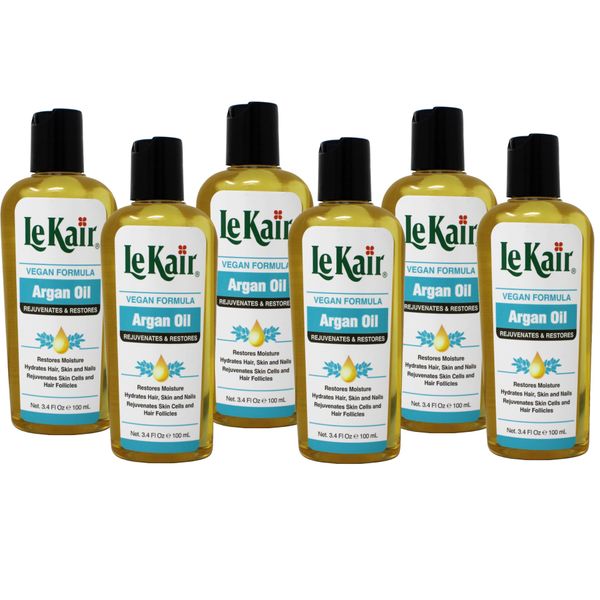 Le Kair Argan Oil Hair & Body Oil - Vegan Formula 3.4 Ounce - 6 Pack