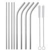 Glamified, Needs 4 x Reusable Colourful Drinking Bent Metal Straw (Silver (Straight))