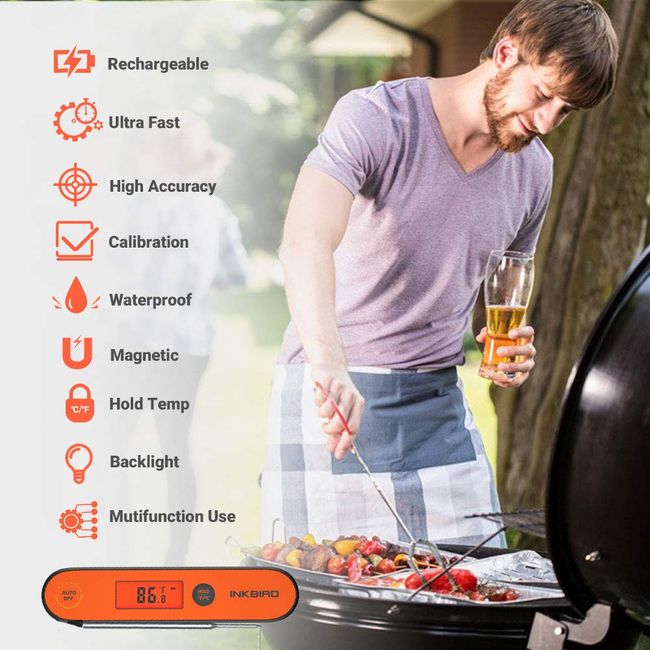  Digital Instant Read Meat Thermometer - Waterproof Kitchen Food  Cooking Super Fast Thermometer Electric Probe with Backlight LCD - Best for  BBQ Grilling Smoker Baking Turkey: Home & Kitchen