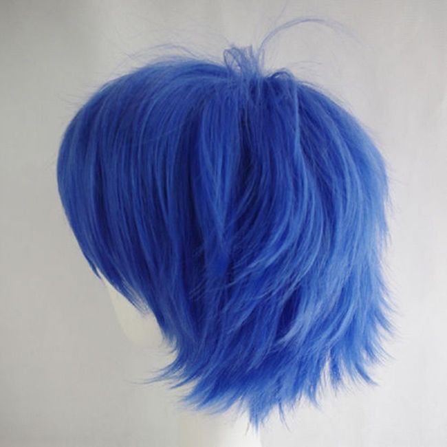 Men Anime Costume Short Blue straight cosplay party wig hair Cosplay wig  Decor