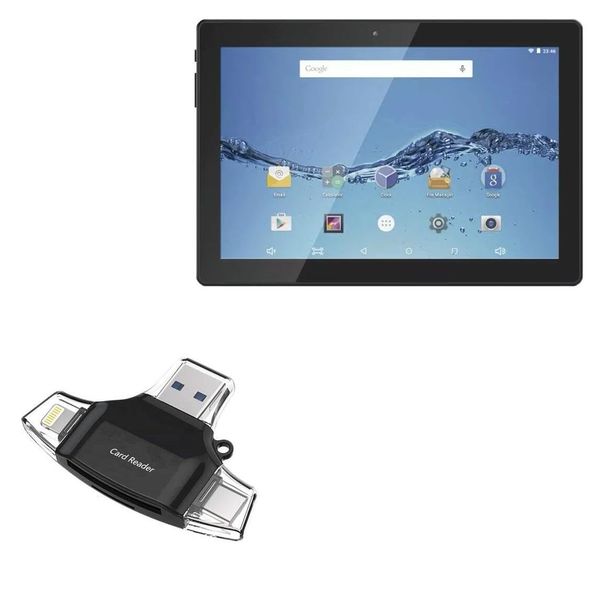 BoxWave Smart Gadget Compatible with Digiland DL1018A Tablet (10.1 in) - AllReader SD Card Reader, microSD Card Reader SD Compact USB - Jet Black