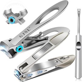 Ultra Sharp Nail Clippers Stainless Steel Portable Wide Jaw Opening Anti Splash, for Men & Women Silver