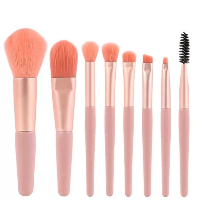 Make-up-Pinsel-Set, 8-teiliges Make-up-Pinsel-Set, Foundation, Puder, Augenbrauen-Lidschatten, Rosa