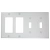 Leviton P2262-W 4-Gang 2-Toggle Decora/GFCI Device Combination Wallplate, Device Mount, White
