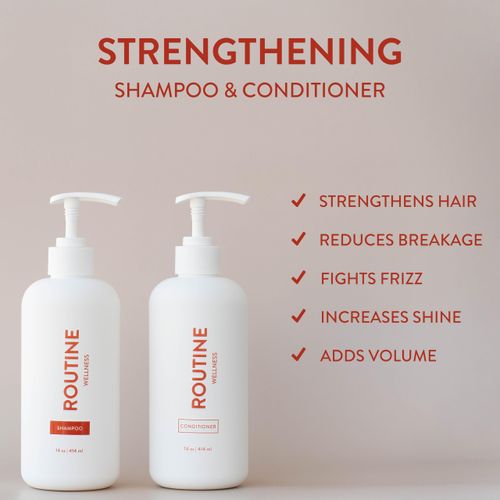 Routine Wellness Shampoo for Stronger Hair - Vegan, Clinically Tested Biotin Shampoo with Nourishing Oils and Vitamins - Rose Hips - 14oz