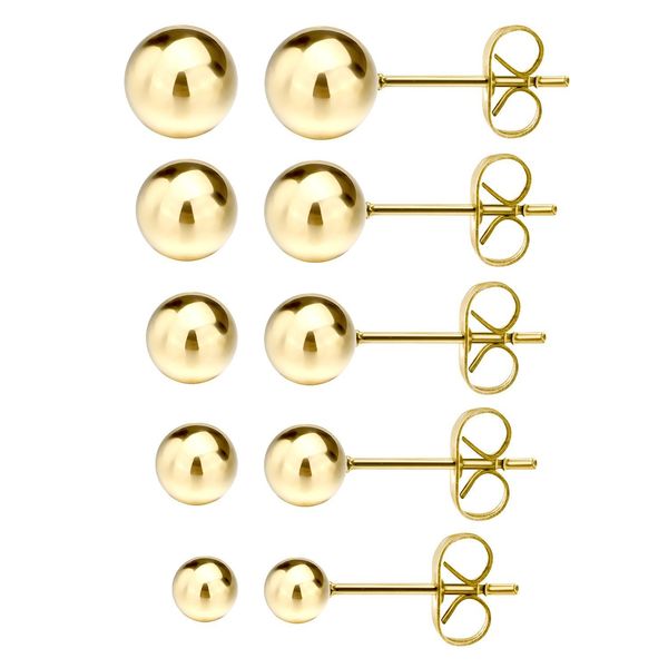 JEWELRIESHOP Ball Earrings 316L Surgical Steel Earrings Round Ball Stud Earrings Set for Women Girls