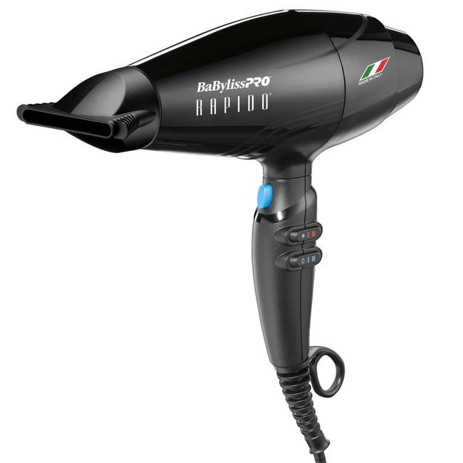 BaBylissPRO Hair Dryer, Nano Titanium Rapido 2000-Watt Blow Dryer, Hair Styling & Appliances, Black, BRAP1