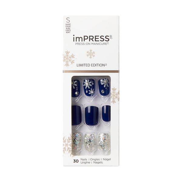 KISS imPRESS Limited Edition Holiday Press-On Manicure with PureFit Technology, Short Square Press-On Nails, Style ‘Feast’, with Prep Pad, Mini File, Cuticle Stick, & 30 Fake Nails