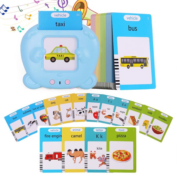 Talking Flash Cards Toddler Toys Pocket Speech for Toddlers 1-3, Talking Learning Flash Cards Educational Toys Sensory Toys Gift for Boys and Girls (510 Sight Words-Bear Blue)