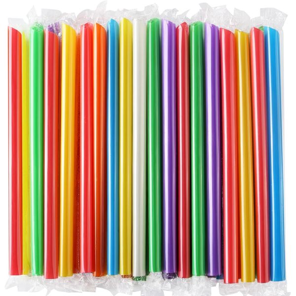 100 Pcs Disposable Jumbo Smoothie Straws - Individually Wrapped - Boba Straw