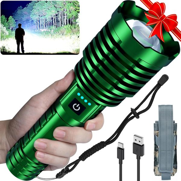 Super Bright LED Flashlight 1800000 High Lumens, Rechargeable Handheld Flashligh
