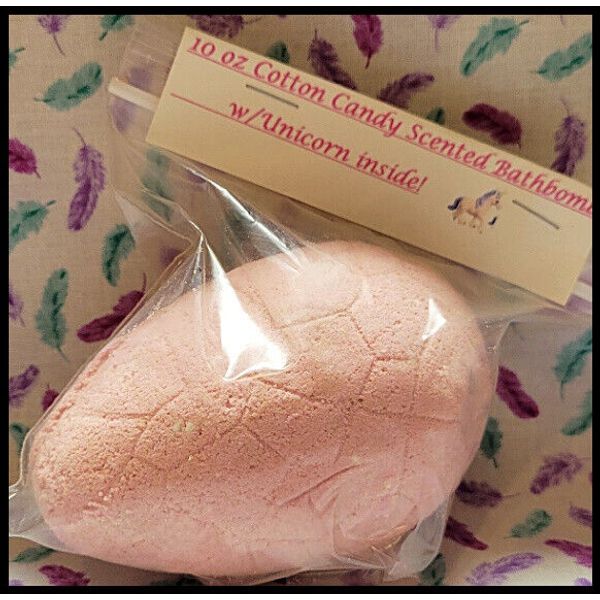 NEW Handmade Kids Lrg Dinosaur egg Cotton Candy Scent Bathbomb W/3" Unicorn 9oz!