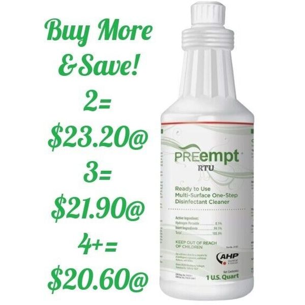 PreEmpt RTU One-Step Hospital Grade Sanitizing Disinfectant Cleaner 1Qt