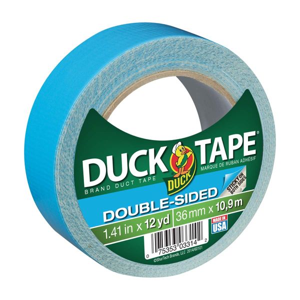 Duck Brand Double-Sided Duct Tape, 1.4-Inch by 12-Yards, Single Roll, Blue (240200)