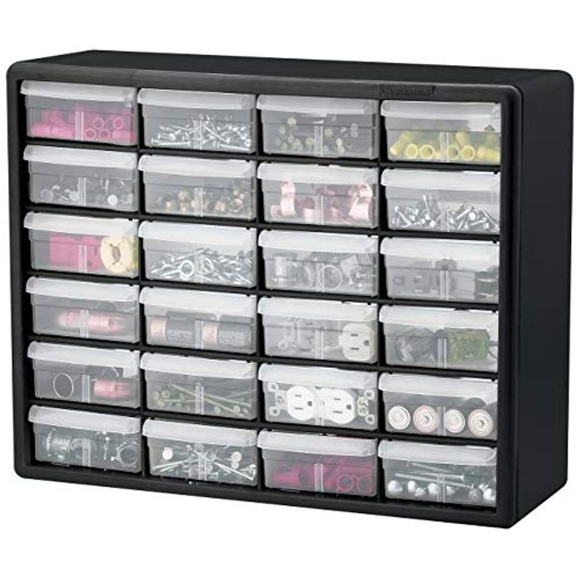 Akro-Mils 64 Drawer Plastic Storage Organizer with Drawers for Hardware,  Small Parts, Craft Supplies, Black