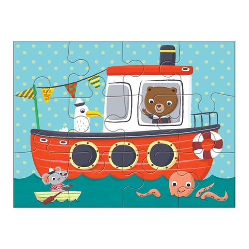Mudpuppy Transportation 4-in-A-Box Puzzle Set, 12