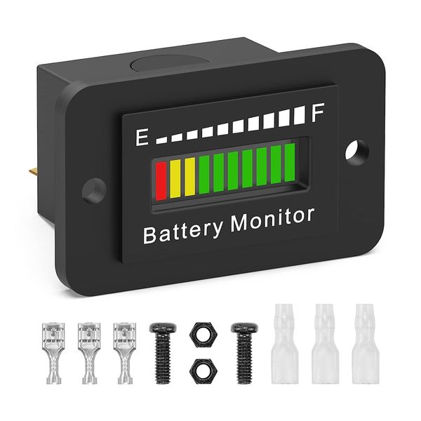 12V 24V 36V 48V 60V 72V LED Battery Monitor Meter Battery Fuel Gauge Indicator ELMCONFIG BM210 Lead-Acid&Lithium ion Battery Tester for Golf CART Yamaha Club CAR EZGO Stacking Machine Motorcycle