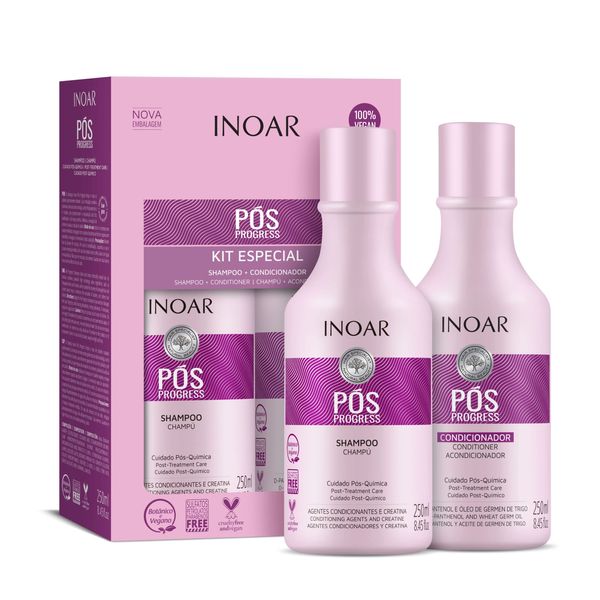 Inoar Duo POS Progress Shampoo and Conditioner Kit, 250 ml