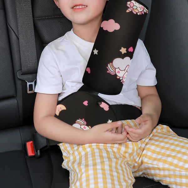 Seatbelt Adjuster & Seat Belt Cushion for Kids, Child Seat Belt Adjuster and Pillow, Toddler Travel Car Seat Belt Cover Seatbelt Pillow Pad, Car Pillow Safety Shoulder Belt Positioner Clip (Unicorn)