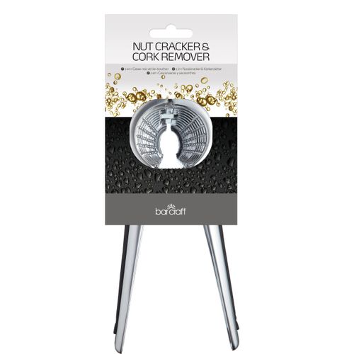 BarCraft 3 in 1 Nutcracker / Screw Top Bottle Opener / Cork Puller, Metal, Silver, 24.5 x 10 cm