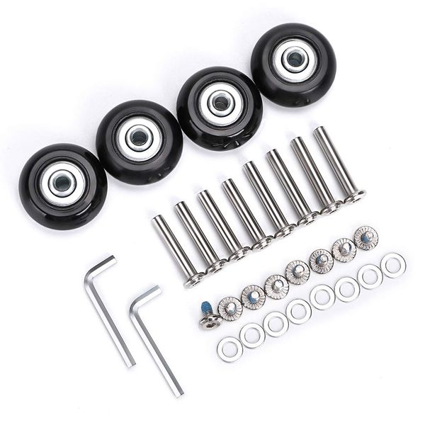 OwnMy 40mm x 18mm Luggage Suitcase Replacement Wheels, Rubber Swivel Caster Wheels Bearings Repair Kits, A Set of 4