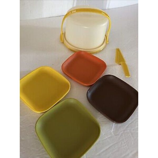 Vintage Mini Party Set Tupperware Toys Kids Playset 1980 Cake Plates Server GUC