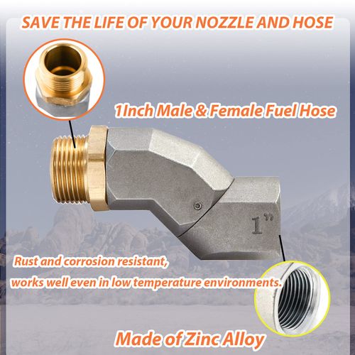 (1" NPT, 1PCS) Fuel Hose Swivel 360 Rotating Connector for Fuel Transfer Pump Fuel Nozzle Multi Plane Fuel Plane Swivel