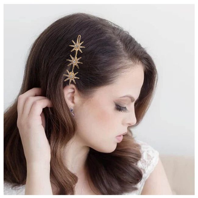 Dervivea Vintage Strass Stern Haarspangen Haarnadel Gold Sternspange Retro Kristall Kopfclip Spange Sternschnuppen Haarspangen Haarschmuck Für Frauen Und Mädchen Kopfschmuck