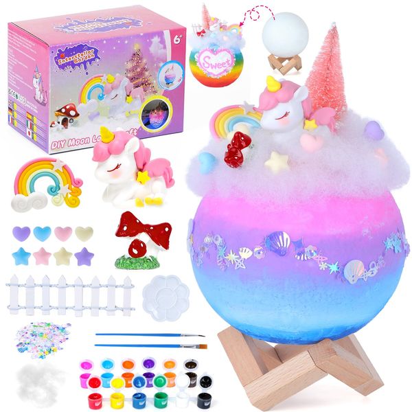 Yellcetoy DIY Moon Lamp Craft Kits for Kids, 3D Art and Crafts Painting Kit Unicorn Night Light Gifts Toys for Girls, Teen Girls Boy Birthday Gift Ages 6 7 8 9 10 11 12