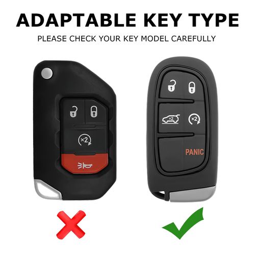 0BT59 2-Pack TPU Key Fob Cover, for 2014-2025 Jeep Grand Cherokee/Compass, Dodge Durango/Challenger/Dart/Charger/Renegade, RAM 1500/2500/3500, 5-Button, Keychain Accessories