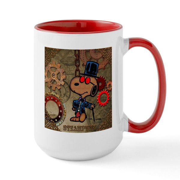 CafePress Steampunk Snoopy Large Mug 15 oz (444 ml) Ceramic Coffee Mug