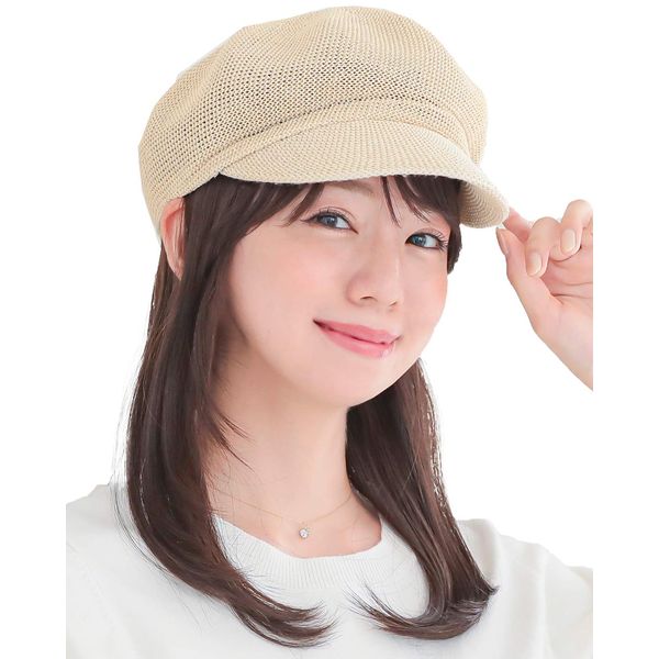 AQUADOLL RBRM. Wgn017RBRM Wig, Bangs, Removable, Hat, Medium Layer, Human Hair Mix, One Size Fits Most, Brightest Brown / Human Hair MIX