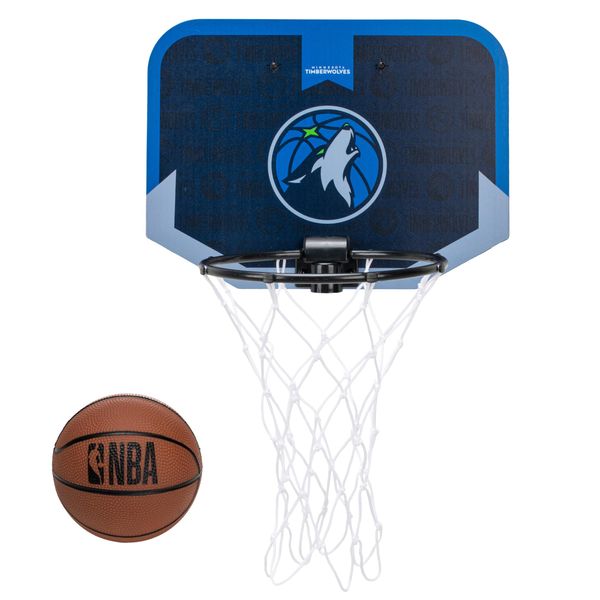 Franklin Sports NBA Minnesota Timberwolves Mini Over The Door Basketball Hoop - Kids Indoor Mini Basketball Hoop + Basketball - NBA Fan Shop Hoop for Bedroom + Office - Over The Door Mini Hoop Set