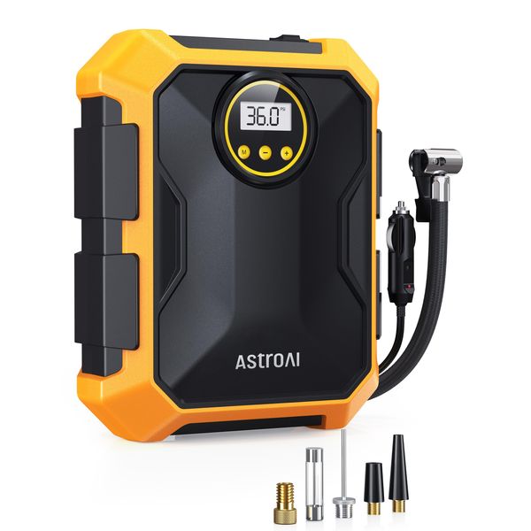 AstroAI Tire Inflator Air Compressor 12V DC Portable Air Compressor Car Accessories Auto Tire Pump 100PSI with LED Light Digital Air Pump for Car Tires Bicycles Other Inflatables CZK-3674