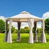 Outdoor Two-Tiered Hexagonal Garden Gazebo Sunshade Canopy Shelter Sturdy Patio