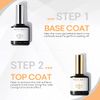 Modelones Gel Top Coat and Base Coat, 2Pcs 10ml Gel Nail Polish No Wipe Top and Base Coat Set, Glossy Shine Long Lasting LED Soak Off For Home DIY and Nail Salon