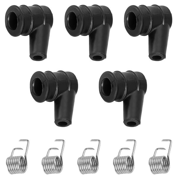 Ignition Coil Cap, Spark Plug, Cap, Mower, Ignition Coil, Spring Replacement, 5 Piece Set, 52CC 58CC for Chainsaw Garden Tools Plastic