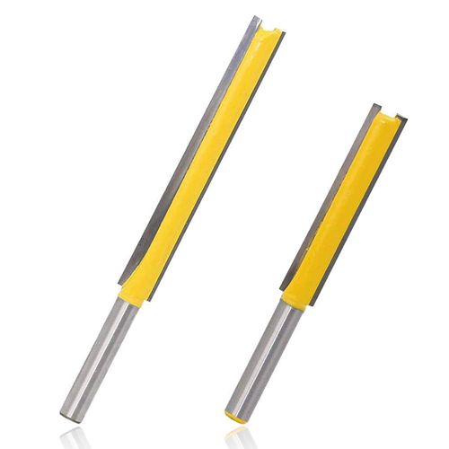Mesee 2 Pieces 8 mm Shank Straight Router Bit, Milling Cutter Groove Cutter Wood Cutter Bit Set, Straight Cutter Cutting Blade, Extra Long Straight Cutter Wood Engraving Tool Wood Cutting Blade