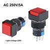 Sourcingmap 2 Pcs 16mm Momentary Push Button Switch Red LED Light Square Button 1 No 1 NC Light 220V