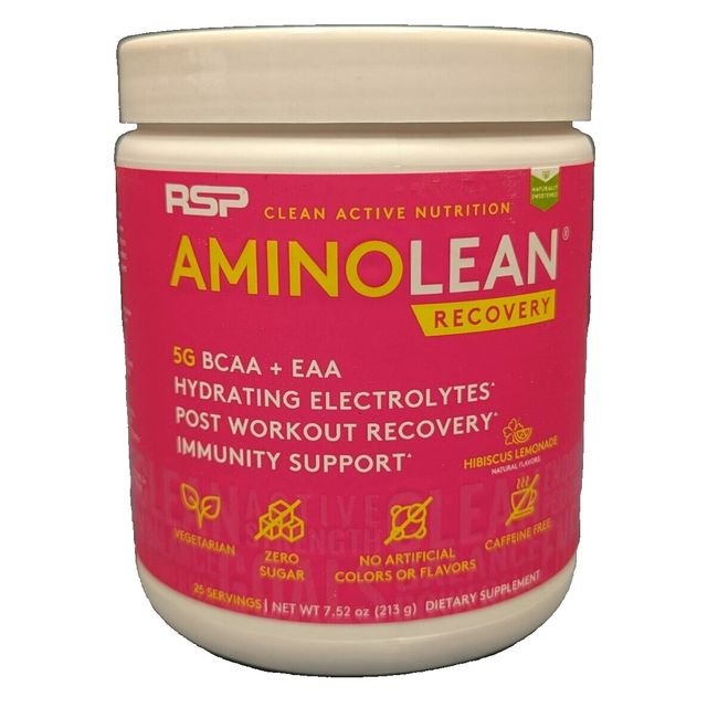 RSP NUTRITION: Hibiscus Lemonade Aminolean Recovery, 210 gm 7.4oz