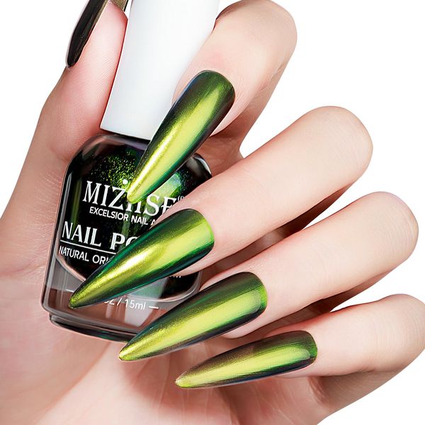 MIZHSE 15ML Chameleon Nail Polish Quick Dry Nail Varnish Shimmer Iridescent Nail Polish Holographic Chrome Nail Art No Need Lamp Cure 005